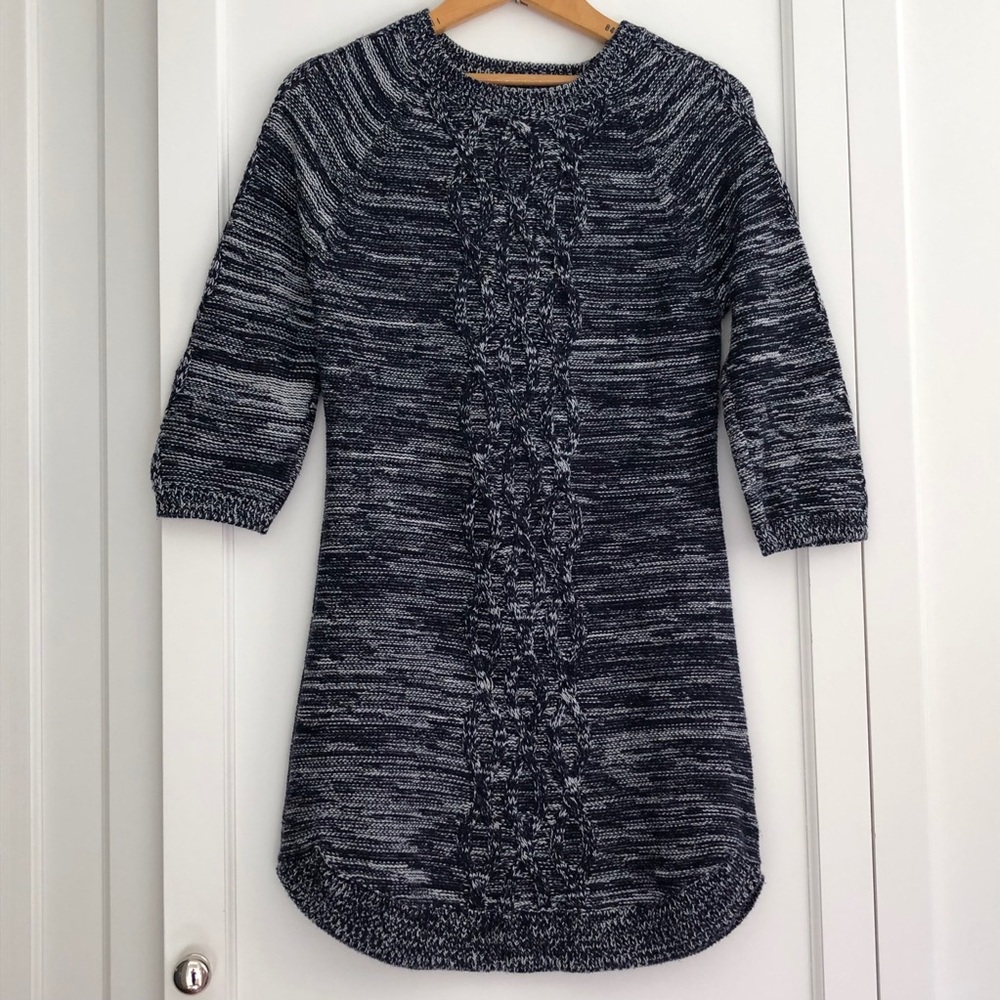 Navy and white knit dress